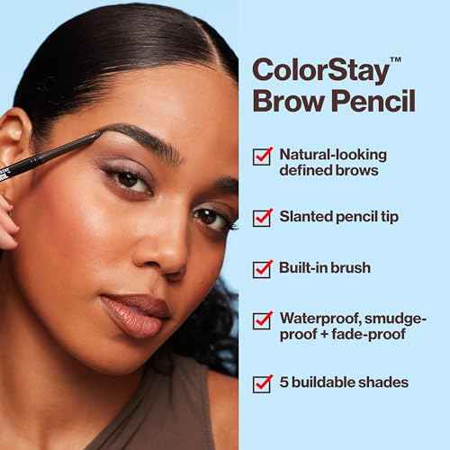 Revlon ColorStay Eyebrow Pencil with Spoolie Brush, Waterproof, Hair-Like Strokes for Natural Looking Brows, 205 Blonde, 0.021 oz