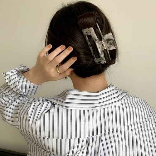Large Cellulose Acetate Hair Claw, 4.1 Inch Tortoise Shell Claw Clip Banana Clips Hair Claw Clips for Thick Curly Hair, Hair Jaw Clamp Fashion Hair Accessories for Women Ladies (2 Pack)