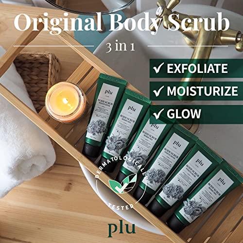 PLU Original Korean Walnut Body Scrub Polish - White Musk - Exfoliating & Hydrating Glow for Smooth, Radiant Skin Texture - Soft Musk Scent, 7.05 oz.