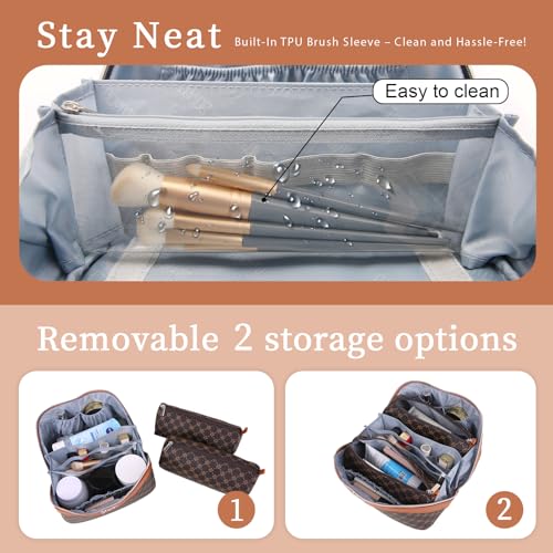 BOYATU 3-Pc Travel Makeup Bag Set - Large Cosmetic Organizer