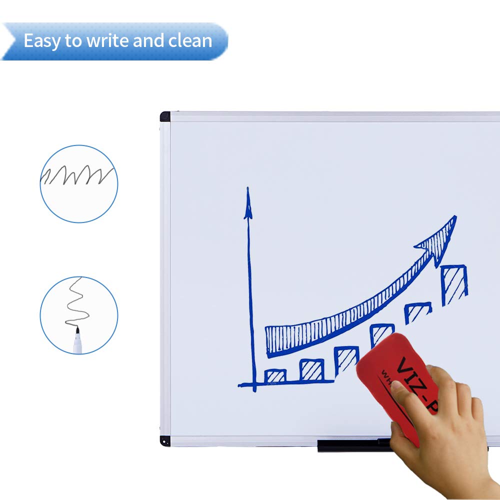 VIZ-PRO Magnetic Dry Erase Board, 48 X 24 Inches, Silver Aluminium Frame