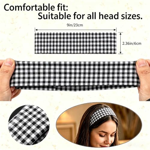 Gingham Headbands for Women - 8 Pack, Plaid Hair Bands