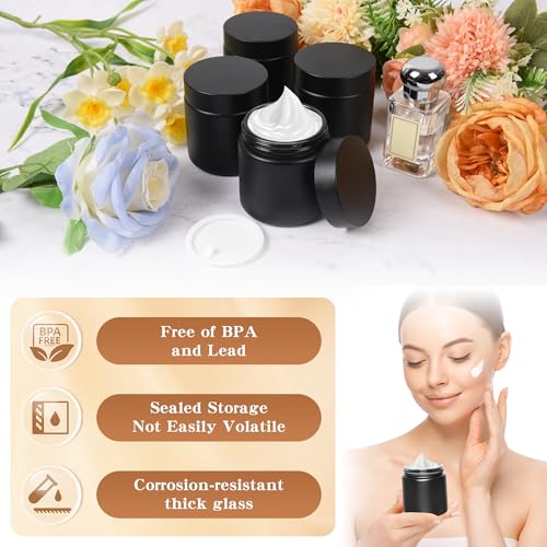 4 oz Glass Jars with Lids, Large Empty Jars, Airtight Cosmetic Containers for Candle Making, Lotions, Ointments, Bulk Storage, DIY Crafts (36 Pack, Black Frosted)