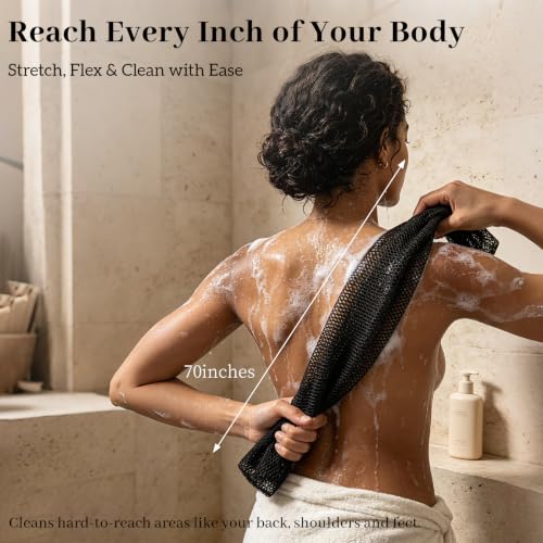 African Net Sponge with Knots - 70 Inch Exfoliating Body Scrubber