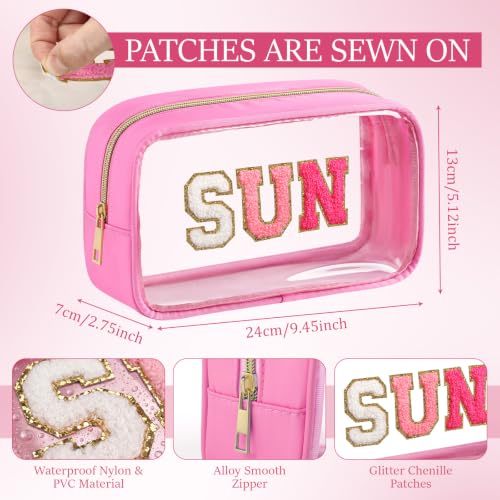 Clear Makeup Bags with Zipper 10 Pack in 5 Gradient Pink
