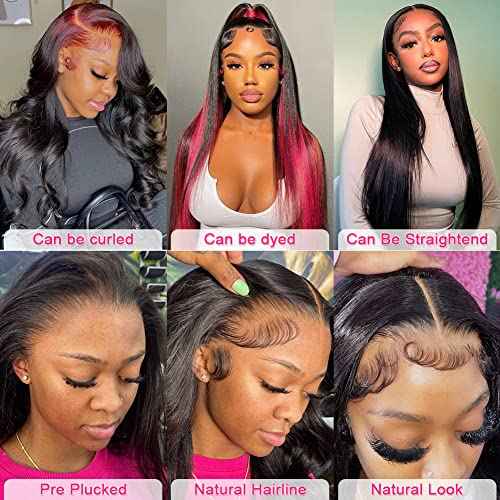 mengkai 24 Inch Lace Front Wigs Human Hair Pre Plucked HD Lace Front Wigs Human Hair Straight 13x4 HD Lace Frontal Human Wigs Natural Hairline Glueless Wigs for Women
