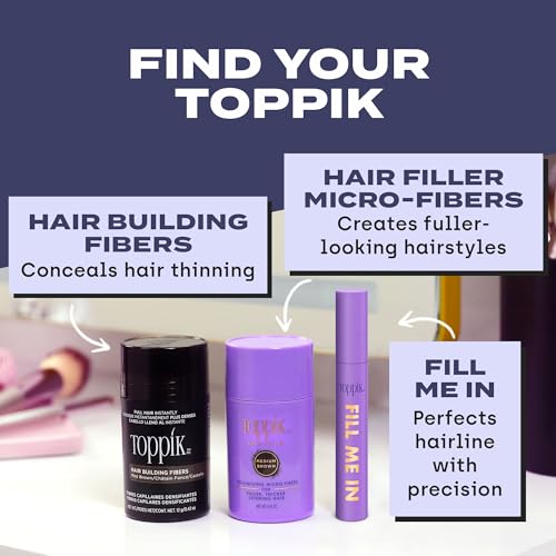 Toppik Fill Me In Hairline Filler, Hair Color Root Touchup, Hair Fibers Wand, Fills In Thinning Hairline, Hair Styling Product, 0.176 oz (5 g) Medium Brown