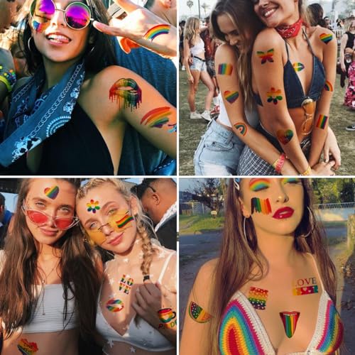 Rainbow Temporary Tattoos 148 Sheets - Pride Waterproof