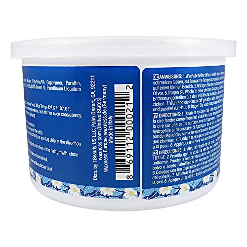 Waxness Hard Wax Tin Azulene 14 oz (400 g) ? Stripless professional Hard Wax with Azulene for Face & Body ? Made in Italy