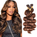 P4/30 Brown Human Hair Bundles - Body Wave 12 14 16 inch