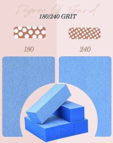 Maryton Nail Buffer Blocks - Blue, Fine 180/240 Grit, 5 pcs for Natural Nails