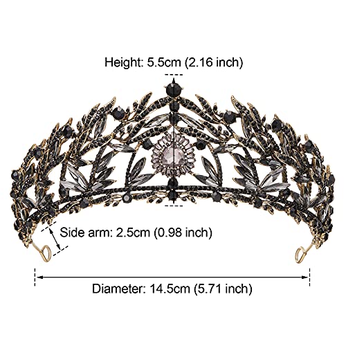 AW BRIDAL Black Vintage Tiara Crown for Wedding & Party, Bridal Headpiece