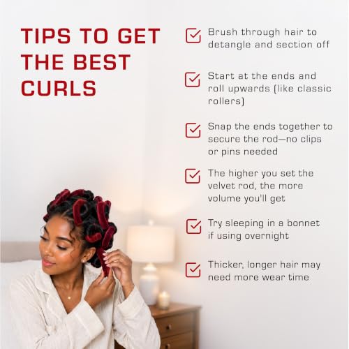 Red by Kiss Velvet Flexi Rods Heatless Curlers, 1" - 3 Pack