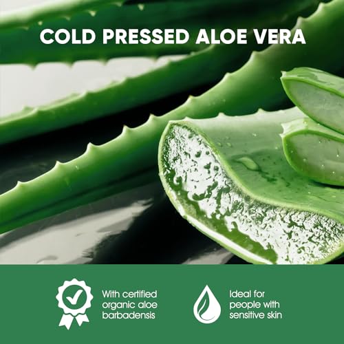 Aloe Vera Gel With Cold Pressed Aloe Vera - Pure Sunburn Relief, Bug Bites, Small Cuts - Soothing Moisturizer Lotion For Face, Hair and Body - 10 Fl Oz