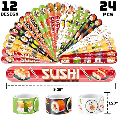 Sushi Party Favors Set - 24 Tattoos & 24 Slap Bracelets