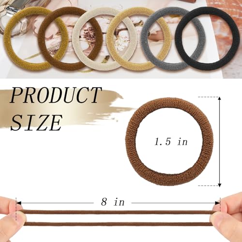 Kanprincess Nylon Hair Ties 100PCS No-Damage Soft Elastic Bands for Women, Brown White Mixed Color