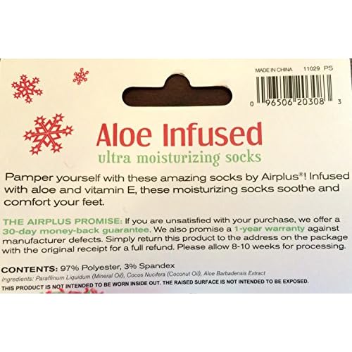 Airplus Aloe Infused Ultra Moisturizing Socks - Holiday Colors - Pack of 3 Pairs - Colors Will Vary