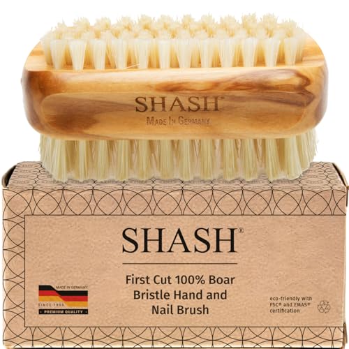 First Cut Boar Bristle Nail Brush with White Bristles - Made in Germany for Gentle Dirt Removal & Skin Exfoliation