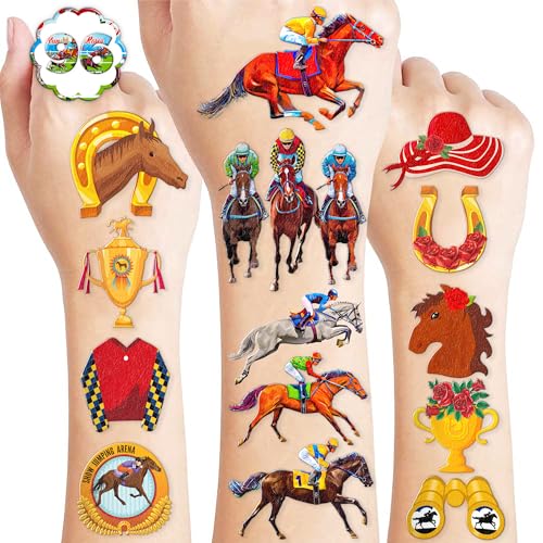 Horse Racing Temporary Tattoos - 96 Pack for Kids Parties