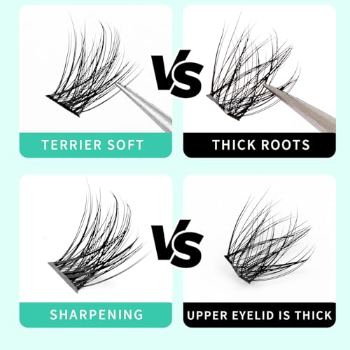 Bodermincer Eyelashes Clusters 10-12-14mm Mixed/12-14-16mm Mixed/14-16-18mm Mixed/16-18-20mm Mixed Nature D Curl False Lashes Cluster Eyelashes (10-12-14mm Mixed)