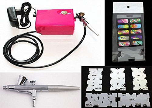 Airbrush Nail Art System with Compressor & 5 Stencils