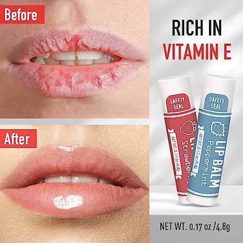 AZEN 30 Pack Natural Lip Balm, 10 Flavors, Moisturizing