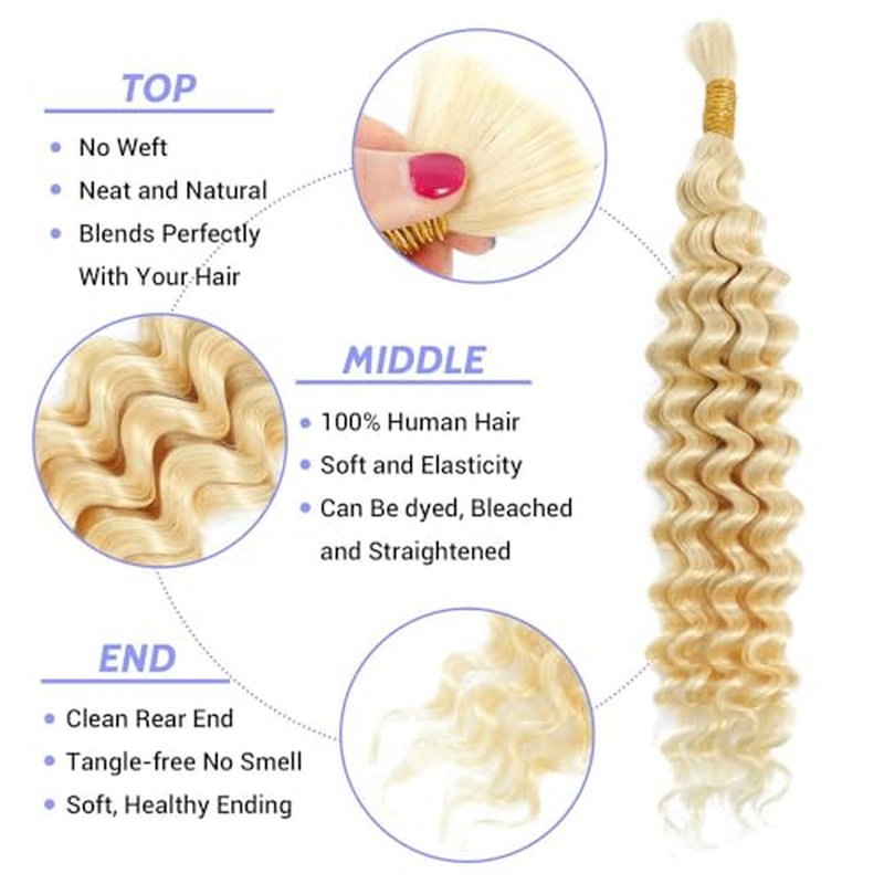 613 Blonde Deep Curly Braiding Hair Extensions - 30 Inch 3 Bundle Set
