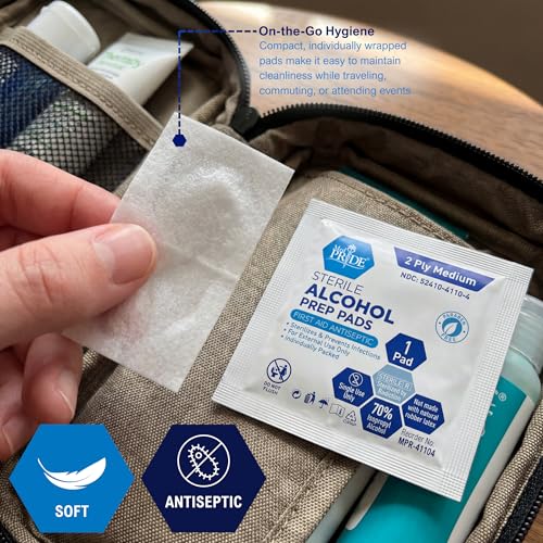 MED PRIDE Sterile Alcohol Prep Pads, 2-Ply, 500 Count - Medical Grade