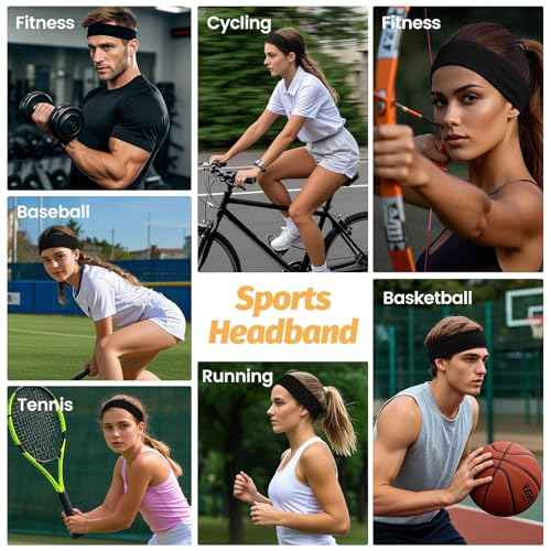 Headbands for Women - 6 Pack Wide Elastic Hair Bands | Stretchy Sweatbands Hair Bands | Soft Sports Thin Head Bands | Non-Slip Accessories Bands for Fashion, Washing Face, Workouts, Yoga, Daily Use