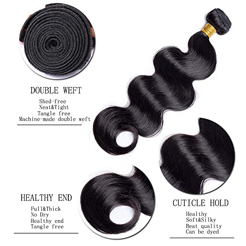 Brazilian Body Wave Human Hair Bundles - Natural Black #1B, 26-30 Inch