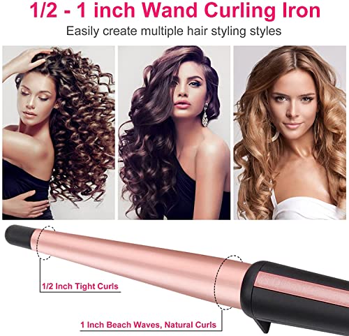 JAETON Ceramic Curling Wand 0.5-1" Tapered Barrel, 210°C
