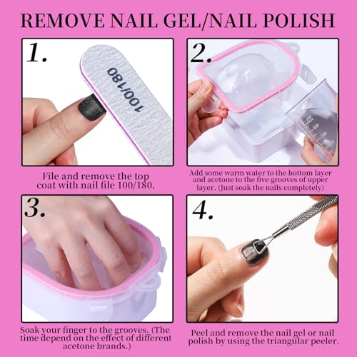 FANDAMEI Gel Nail Polish Remover Kit, Nail Soaking Bowl, Nail Soak Off Bowl, Nail Soaking Bowl For Acrylic Nails, Dip Powder Remover Tools, Nail Remover Bowl, Manicure Bowls Nail Soaking, Cuticle Kit