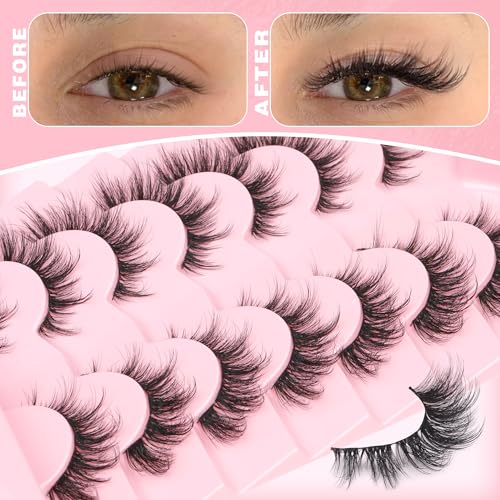 Cat Eye Fluffy Mink Lashes - Wispy Short Fake Eyelashes