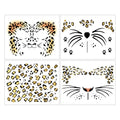 Leopard Cheetah Face Temporary Tattoos - 4 Sheet Set