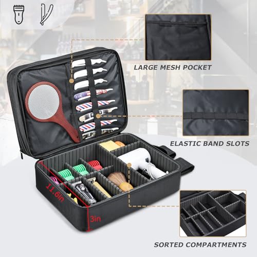Barber Bag with Detachable Tray, 16.8-in Travel Backpack for Clippers and Supplies, Large Capacity Hairdresser Bag with Adjustable Dividers for Hair Cutting Tools