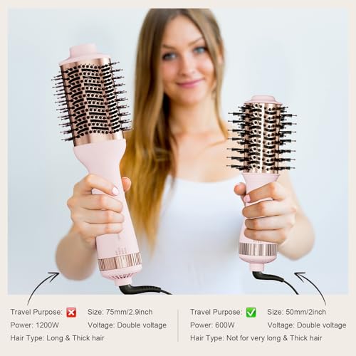 Dual Voltage Travel Blow Dryer Brush - 2 Inch Nano Titanium