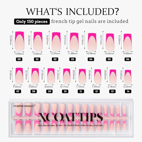 BTArtboxnails Long Square Pastel Fake Nails 160Pcs with Gel Adhesive