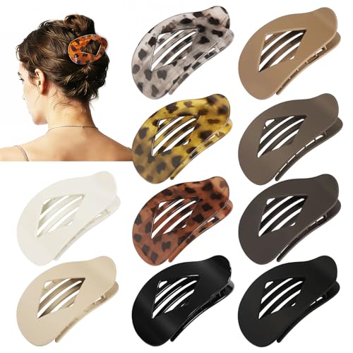 Large Hair Claw Clips 4.2" - 10 Pack Flat Clips for Thick Hair