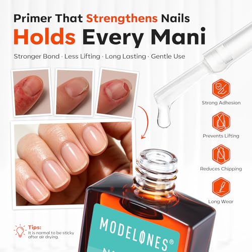Modelones Nail Dehydrator & Primer Set B-Clear-2 15ml HEMA-Free Nail Prep Kit