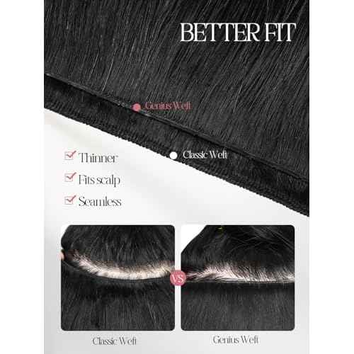 Twin Tab Butterfly Genius Weft Human Hair Extensions Latest Double Invisible Real 100% Remy Human Hair Weft with Micro Bead Simulated Scalp Hair Extensions100g 7ps 18 Inch Black