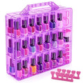 DreamGenius Nail Polish Organizer Case for 48 Bottles with 2 Nail Separators, Double Side Gel Nail Polish Holder with Adjustable Dividers, Purple