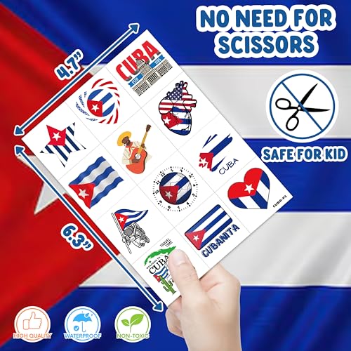 96 Cuban Flag Temporary Tattoos - Party Favors & Decor