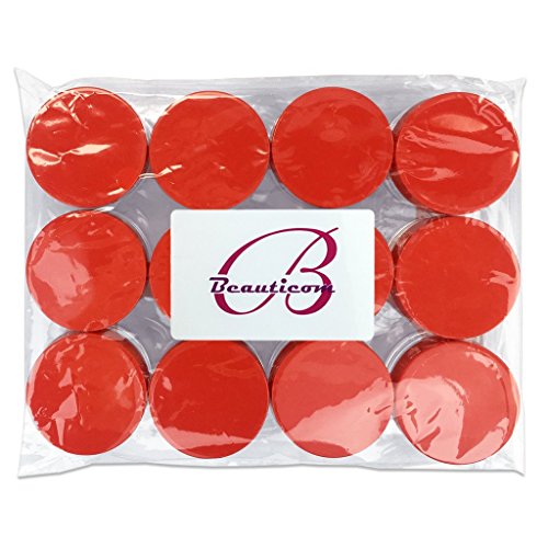 Beauticom 20 gram/20ml Empty Clear Small Round Travel Container Jar Pots with Lids for Make Up Powder, Eyeshadow Pigments, Lotion, Creams, Lip Balm, Lip Gloss, Samples (12 Pieces, Red)