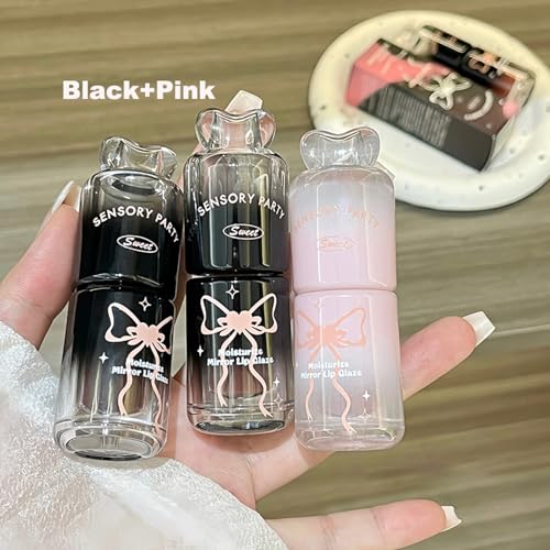 4-Color Hydrating Lip Gloss Set with Bow Design