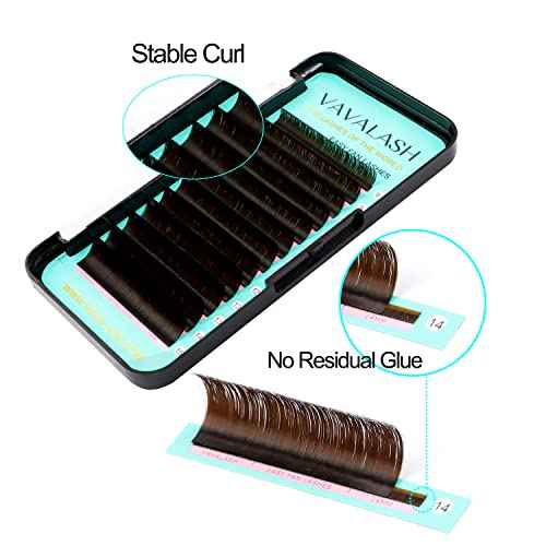 VAVALASH Colored Easy Fan Eyelash Extensions 0.07 CC Curl 8-15mm Mixed Lash Tray Brown Self Fanning Lashes Colorful Volume lash extensions£¨Brown,0.07-CC-8-15mm£©