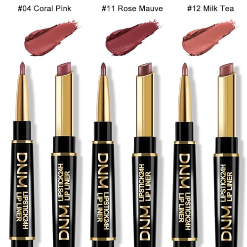 3-Piece 2-in-1 Lip Liner & Lipstick Set – Matte 24HR Wear