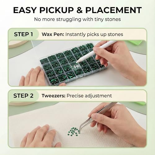 Emerald Green Rhinestone Bedazzling Kit - 37,000 Pieces, 2-6mm, 28-Grid Storage, Glue Included