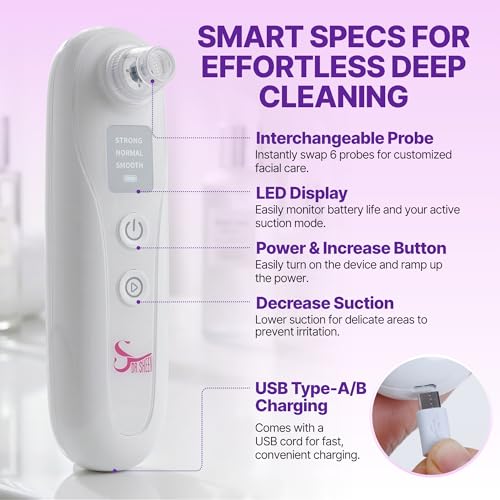 Dr. Sheen Blackhead Vacuum Remover with Camera, 3 Suction Modes & 6 Silicone Tips