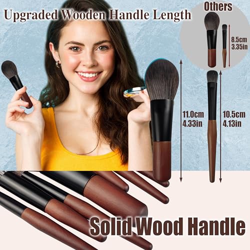Travel Makeup Brush Set with Case, Mini Makeup Brushes Set for Powder, Foundation, Eyeshadow, Lip, Highlight, Blush & Concealer, 10 Pcs Travel Size Makeup Brushes & 2Pcs Triangle Powder Puff