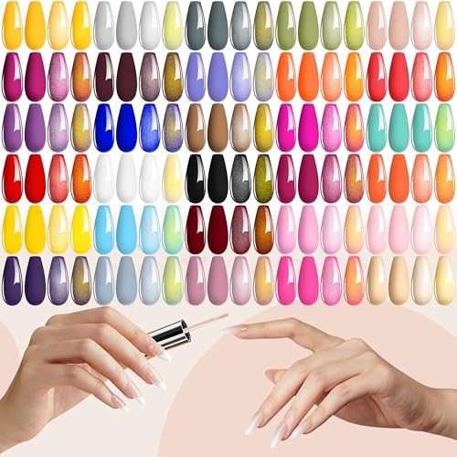 Gel Nail Polish Starter Kit with UV LED Nail Lamp & Base Top Coat